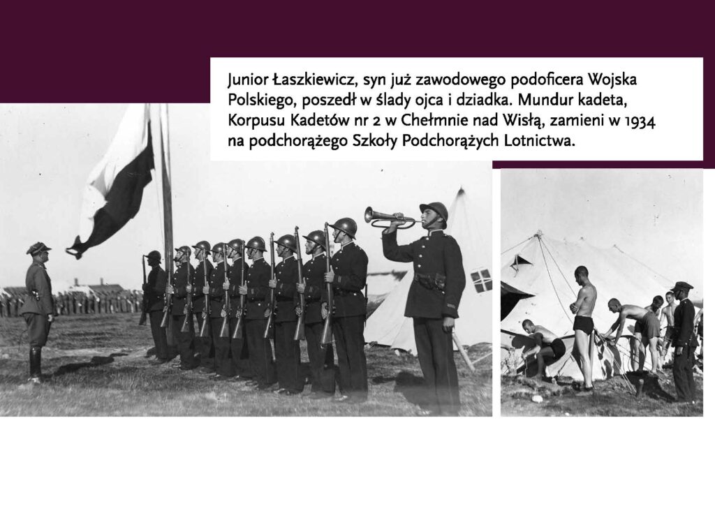 Slide from presentation about the Ujawniony book depicting old photos with soliders and some text.