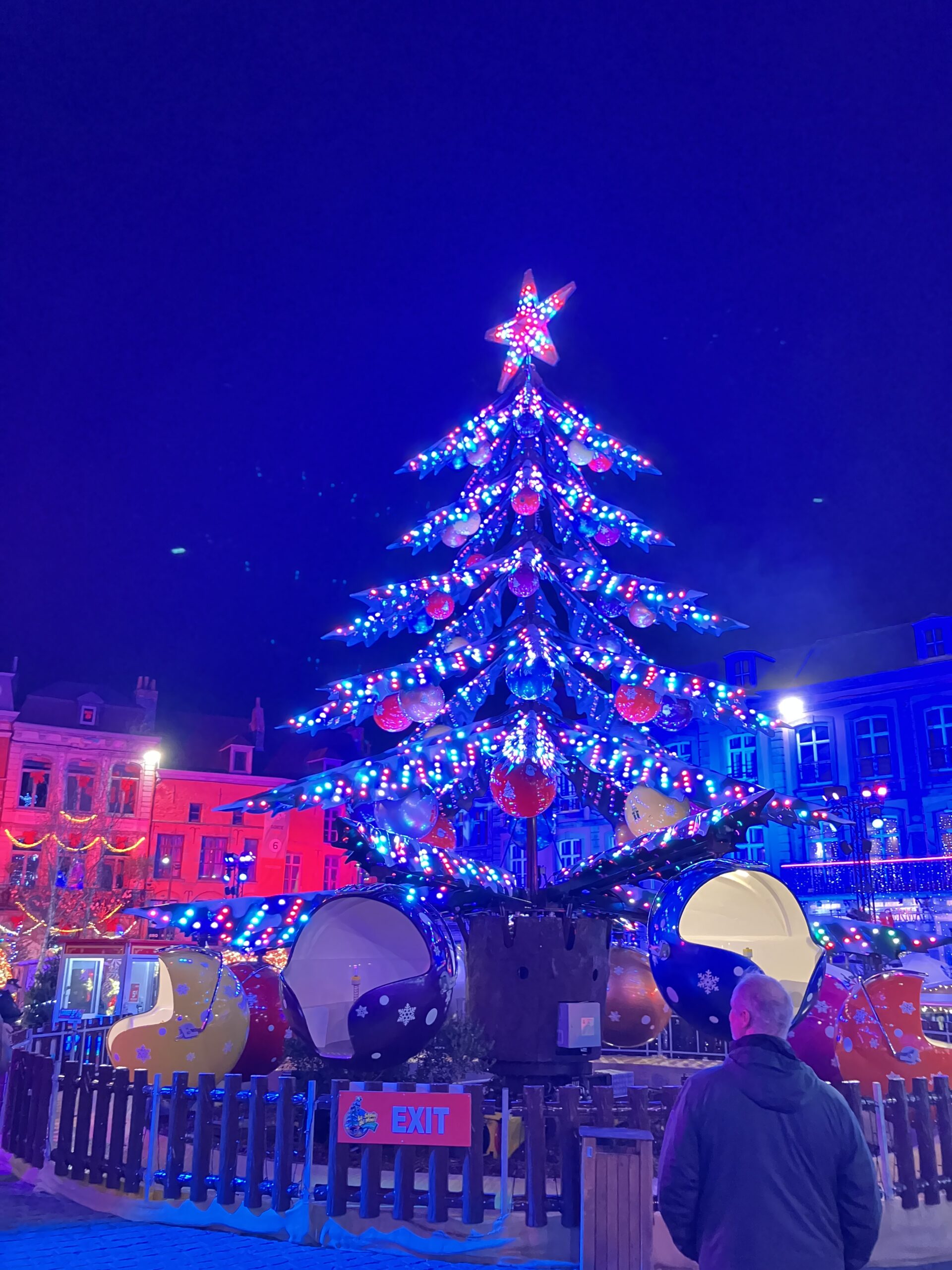 Christmas Tree carousel at the Christmas market in Mons.