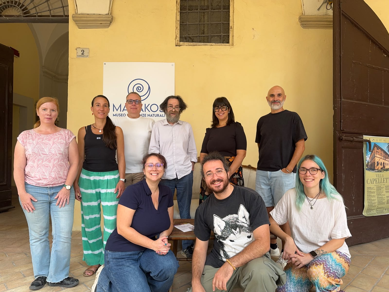 Group photo of Mediate Your Future coordinattors with the founder of Malakos Museum. 9 people in total.